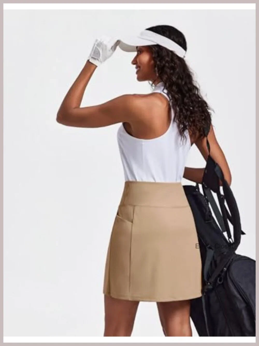UPF 50+ High Waisted Knee Length Skort with 4 Pockets for Golf Tennis Pickleball